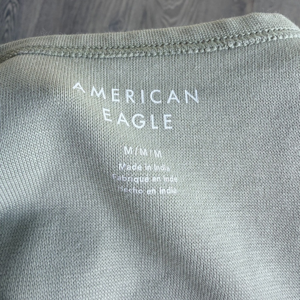 American Eagle Spaghetti Strap Scoop Neck Slip Mini Dress in Sage Green - Picture 3 of 4